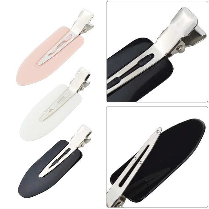 Wobe 24 Pcs No Bend Hair Clips Pin Curl Creaseless Clips No Crease Hair Clip for Hairstyle Bangs Finger Waves Makeup Application Hairdressing Hairpins Styling Clips for Hair Salon Black Pink White
