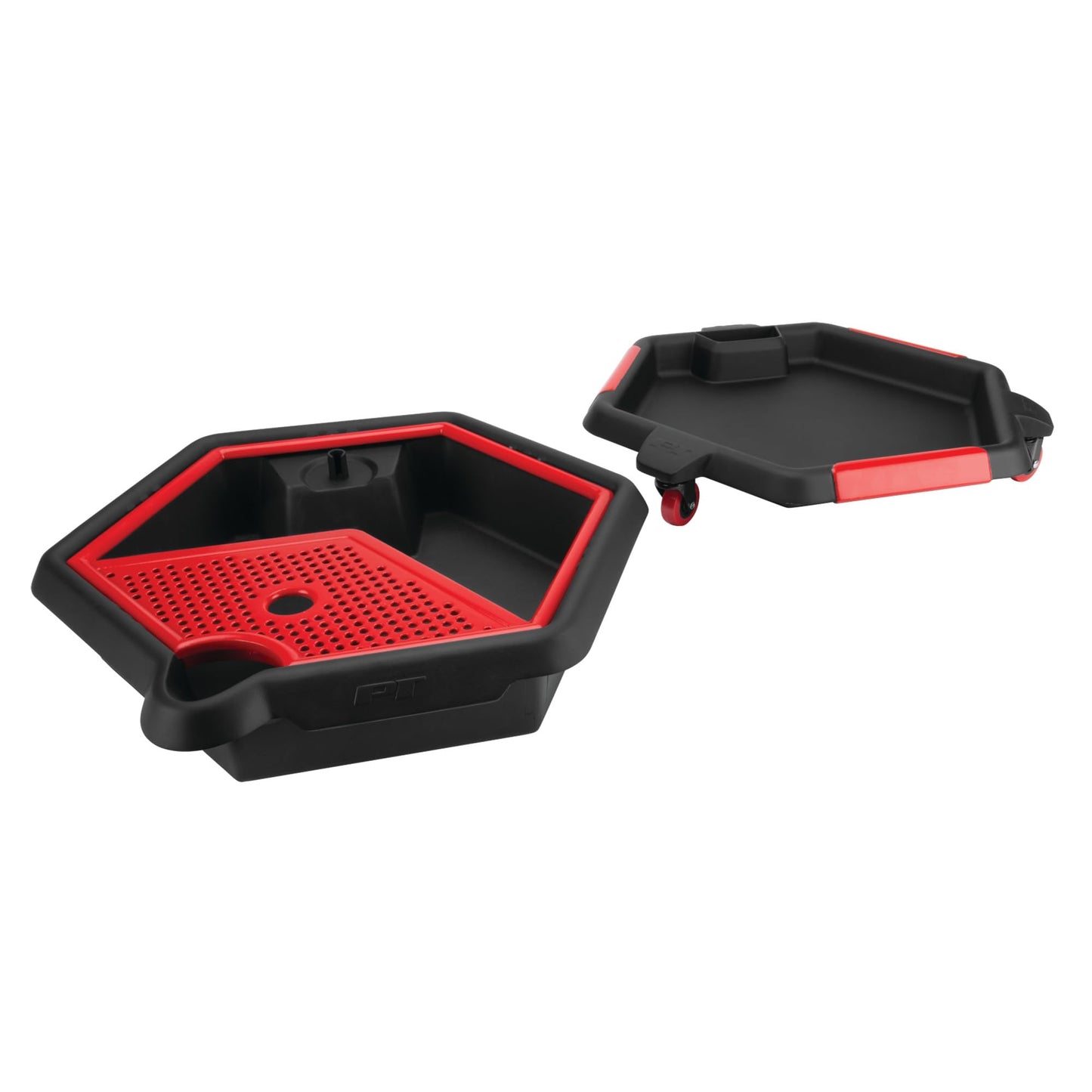 Performance Tool W4074 2 in 1 Drain Pan and Tool Caddy - Conveniently Collects Oil and Organizes Tools for Automotive Repairs