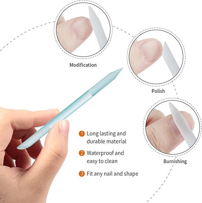 3 Pieces Glass Cuticle Pusher Cuticle Remover Glass Nail File Dual Ended Manicure Pedicure Tools for Nails Care(Pink, Purple, Blue)