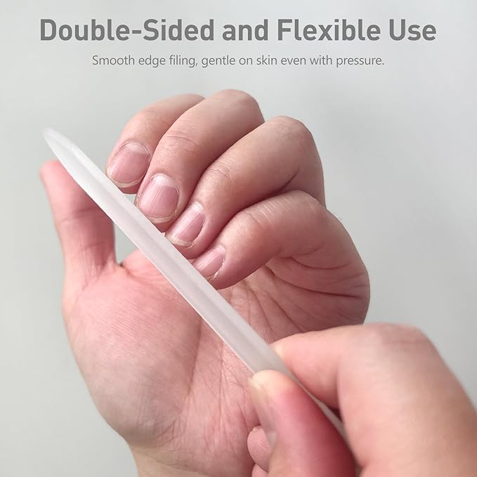Professional 3-Piece Czech Glass Nail File Set - Handmade, Tempered Glass Files - Double-Sided, Washable, Etched for Natural Nails, Ideal Present Set