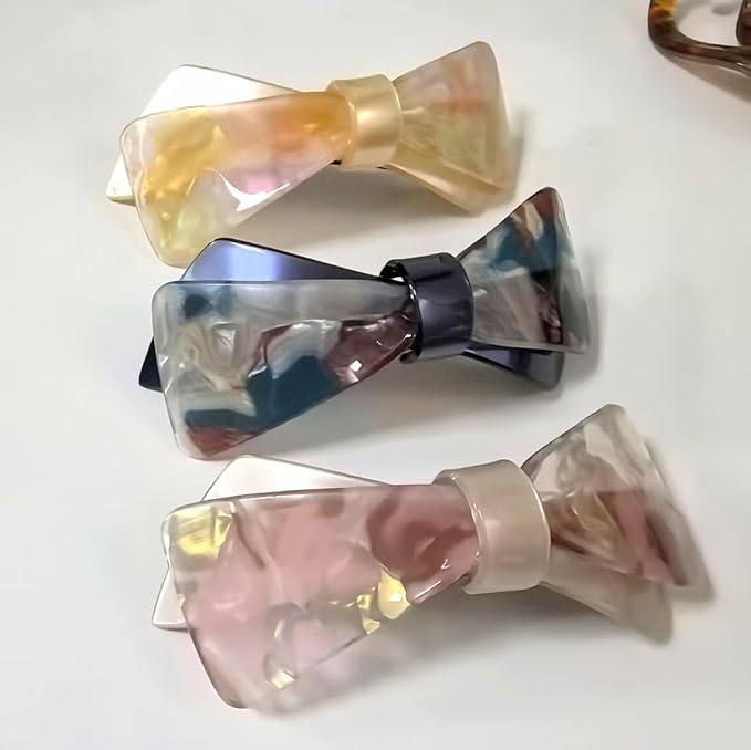 Hair Barrettes - French Barrette for Women Thick Hair - 3 Pcs Large Strong Hold Grip Clip for Women - Decorative Hair Clip (Butterfly Multicolor 1)