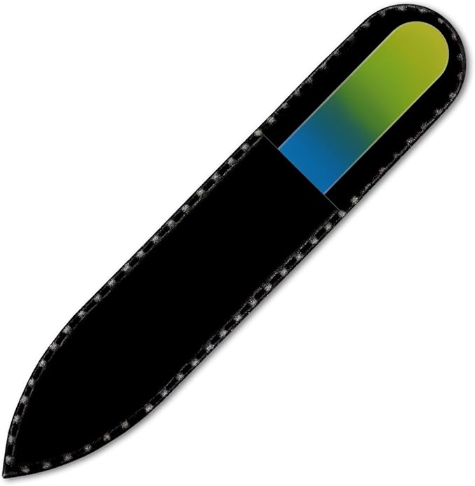 Mont Bleu Rainbow Crystal Nail File in Black Pouch - Small/Purse Size - Czech Tempered Glass - Handmade in Bohemia (Czech Republic)