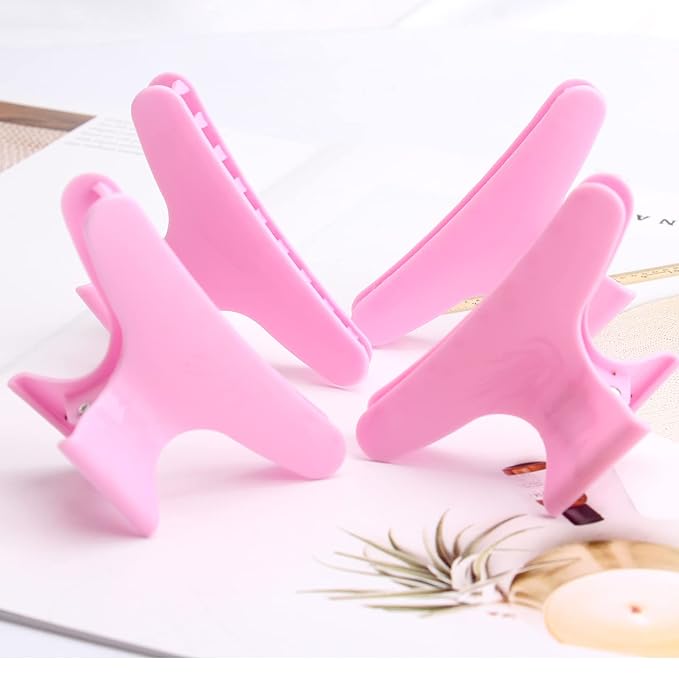 Hair Clips for Styling and Sectioning - 12 Pack Pink Butterfly Clamps for Hair Conditioning, Blow Drying, Cutting, Coloring