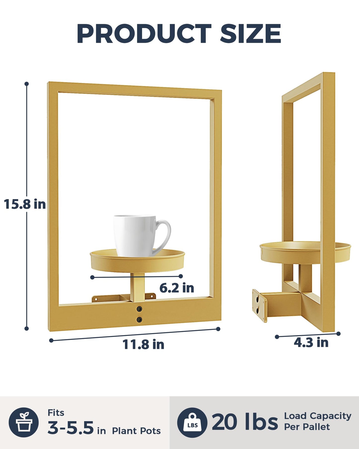 Bamworld Gold Plant Stand Indoor, Plant Hanger Wall Planters for Indoor Plants Window Plant Shelves Plant Holder Wall Decor, Room Decor (Patent Design)