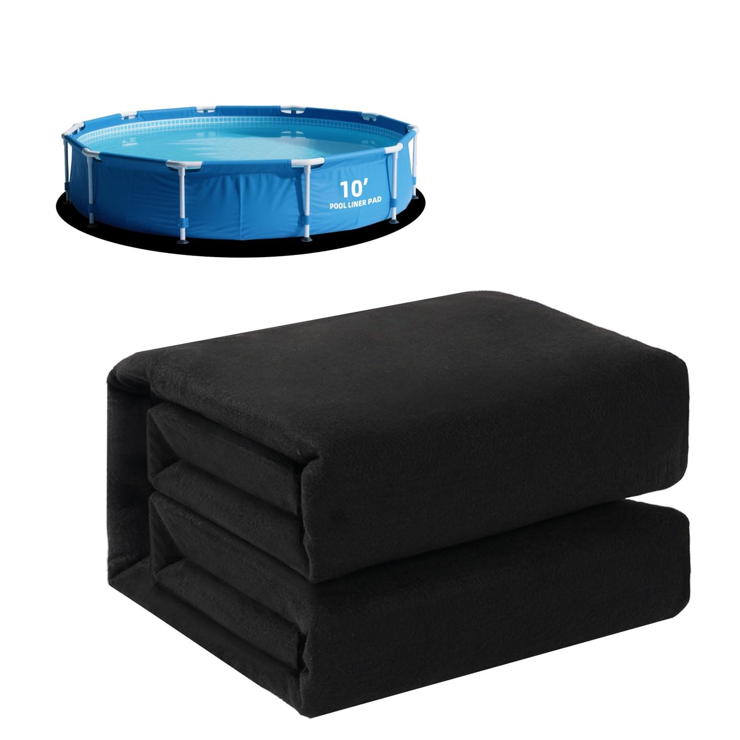 Upgrade Thicken 10ft Round Pool Liner Pad for Above Ground Pool, 300g/㎡ Seamless Swimming Pool Mat, Under Pool Padding, Puncture Protection, Extend Liner Life, Durable Geotextile Material Eco-Friendly