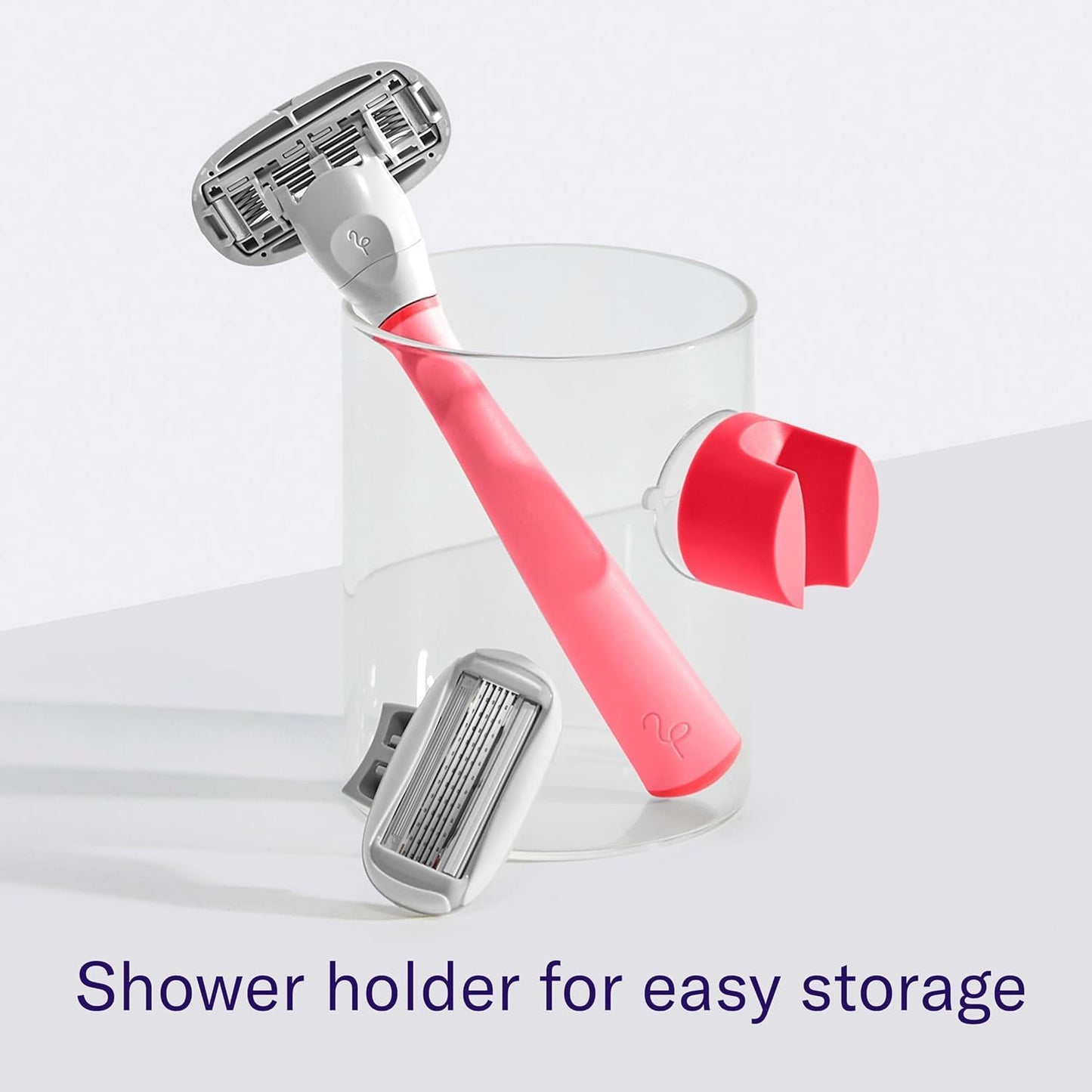 Flamingo Shaving Razor Set for Women - Original Razor Handle, 4 Blade Refills, and Shower Holder - Pink