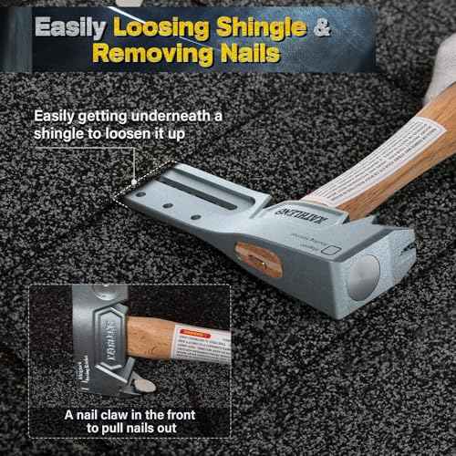 Magnetic Roofing Hatchet with Nail Claw & Sliding Gauge ? Durable Roofing Hammer Tool for Repairs and Installation