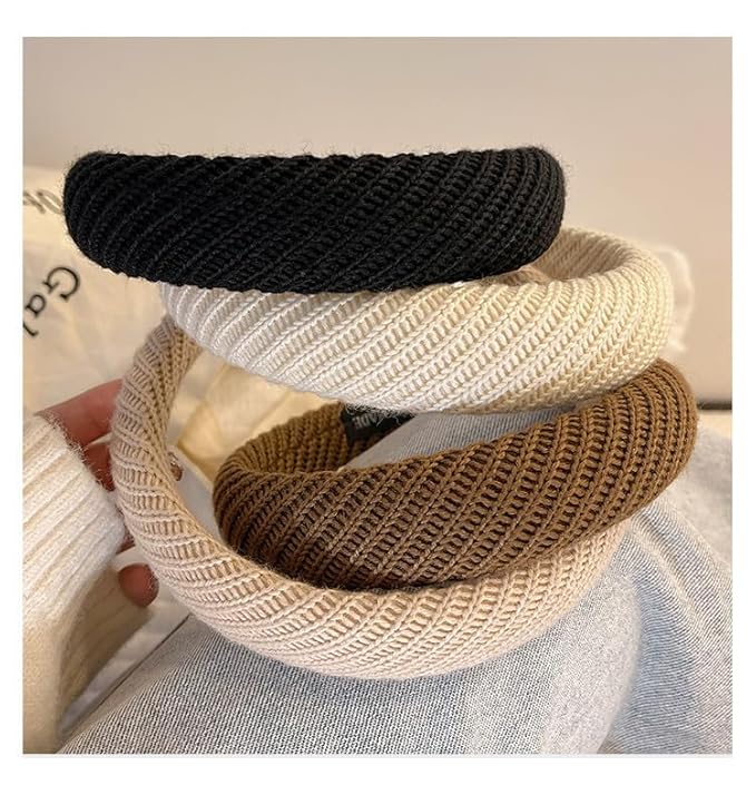 Headbands for Women Wide Knitted Hairbands Fashion Non Slip Headband for Women's Hair Cute Solid Colors Hair Accessories 4pcs