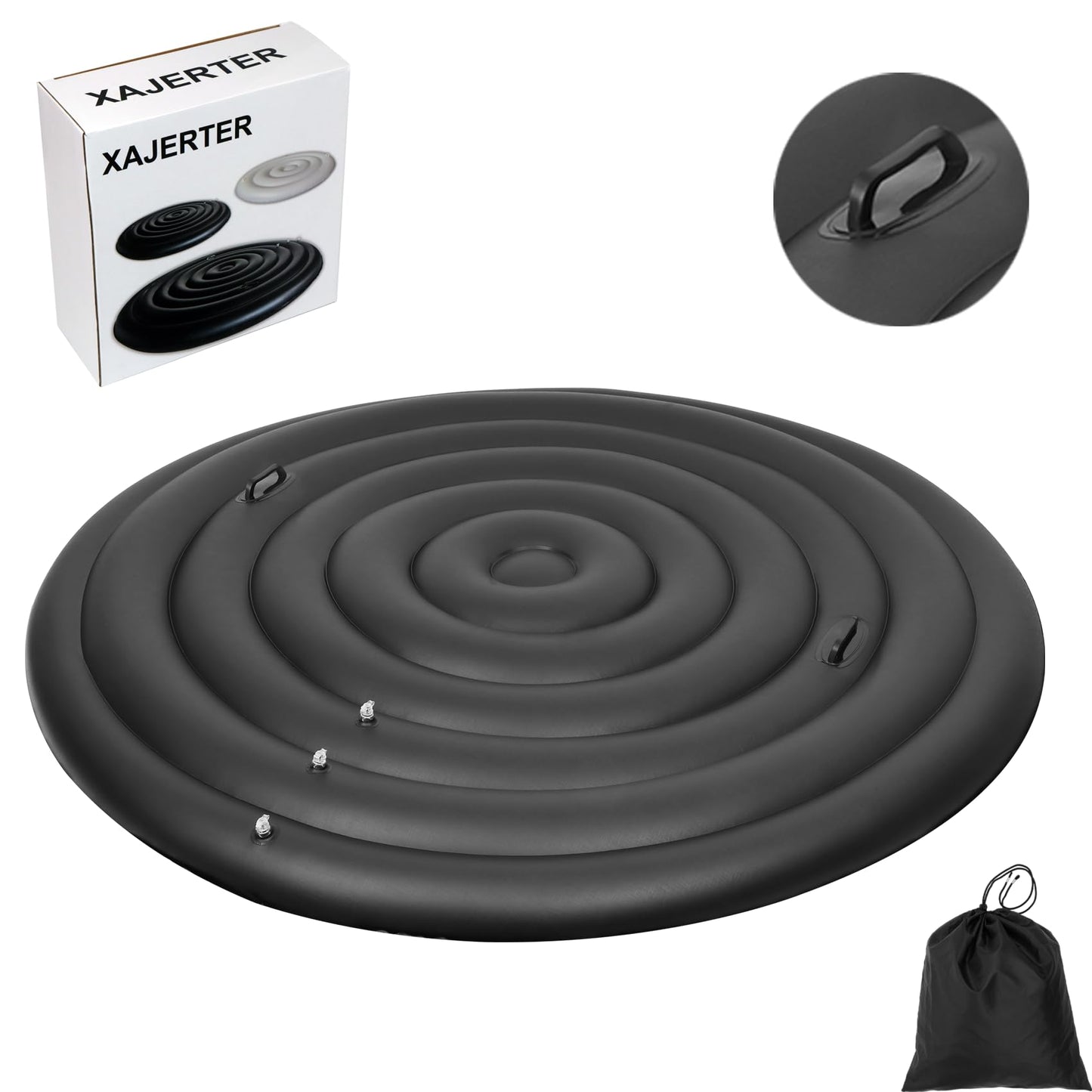 Inflatable Hot Tub Cover Round Replacement, Fit Saluspa Coleman Intex Spa Cover, Insulated Energy-Saving Weatherproof Lid, Unique Design Flexible Adjust Pool Cover Size-Life Time Support