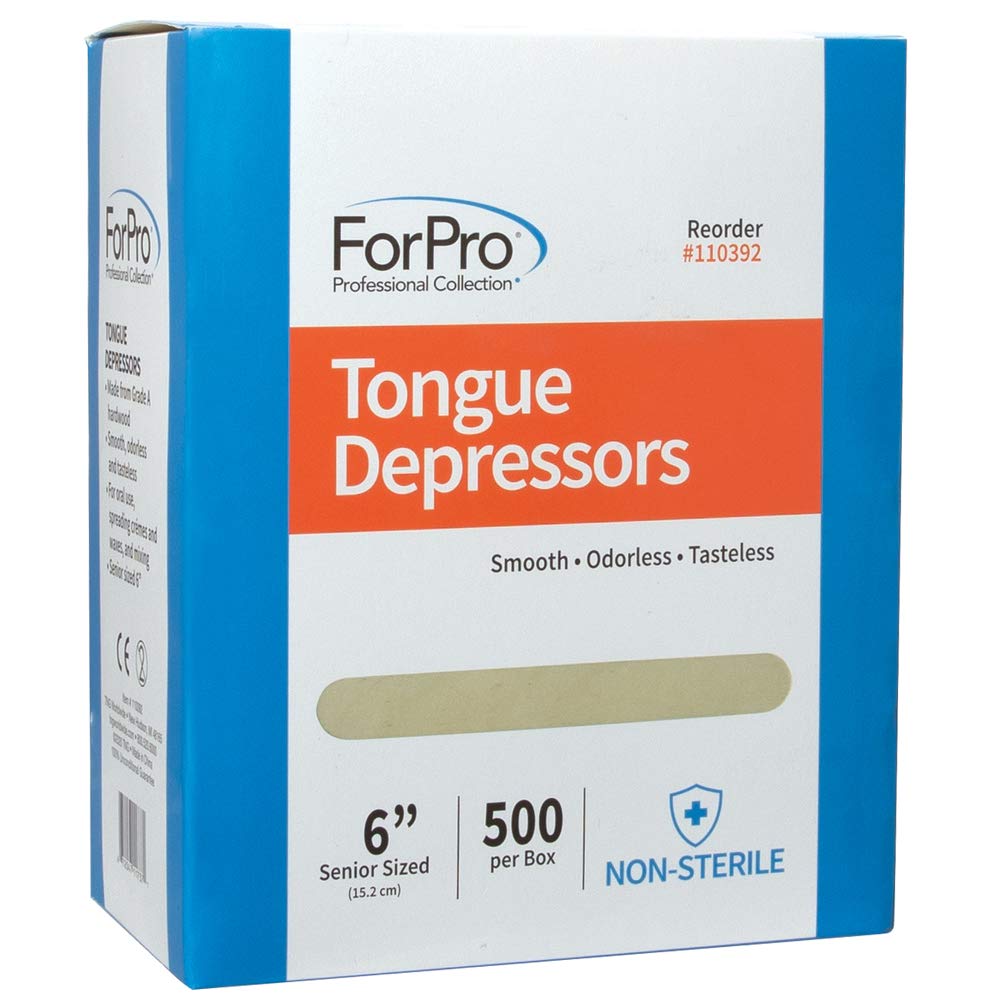 ForPro Professional Collection Senior Tongue Depressors, Large Wax Applicators, Wood Craft Sticks, 6” Senior Sized, Non-Sterile, 500-Count (Pack of 3)