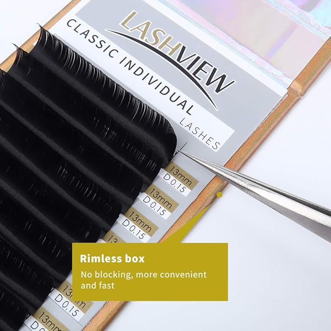 LASHVIEW Eyelash Extensions,Individual Lashes,0.15 Thickness C Curl 13mm, Premium Single &Classic Lashes,Natural Semi Permanent Eyelashes, Lashes,Soft Application-Friendly