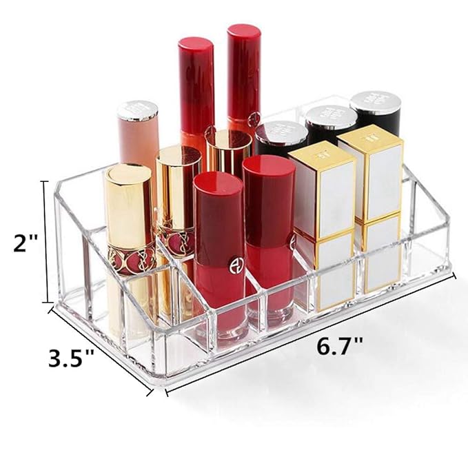 Weiai Lipstick Holder 18 Spaces Lipgloss Organizer, 3 Rows - Multi Level, Makeup Holder & Cosmetics Storage Display