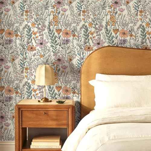 Peel and Stick Wallpaper, Vintage Floral Wallpaper, Self-Adhesive Wall Paper for Kitchen Bedroom Bathroom Wall Cabinets Drawer Liners,17.3"x78.7"Vinyl Waterproof Contact Paper,US01-2