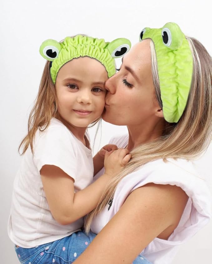 Makeup Headbands for Women for Washing Face Frog Headband Cute Spa Animal Facial Hair Band for Girls Soft Elastic Skincare Shower Head Wraps Green