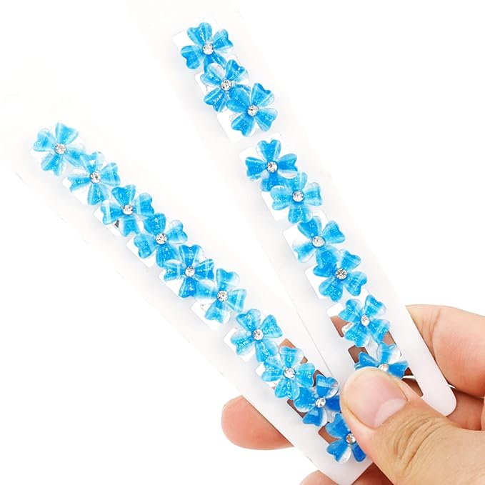 YISSION 20Pcs Mini Blue Flower Hair Clips with Rhinestone Cute Hair Pins Decorative Hair Clips Wedding Hair Barrettes Bridal Hair Accessories for Girls Women