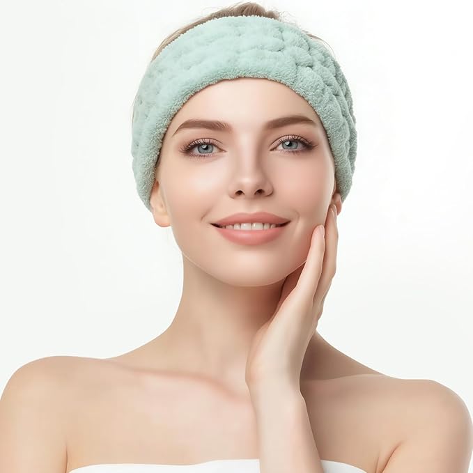 4 Pieces Spa Headband for Women Skincare Headband Makeup Headbands for Washing Face Spa Shower Gifts(Khaki, Pea Green, Grey, Pink)