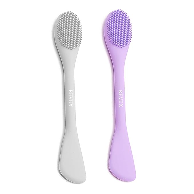 REVEX Silicone Face Mask Applicator,Face Scrubber,Exfoliating Pore Scrubber,2Pcs Pore Cleaning Brush for Blackhead Remover,Face Brush for Women Men.(PurPle+Gray)