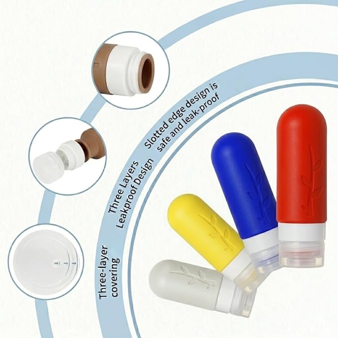 Travel Bottles Kit (16 Pack) - TSA Approved, Leak Proof Silicone Squeezable Containers for Toiletries. Complete Set with Jars, Sprayers & Bag (Fluorescent)