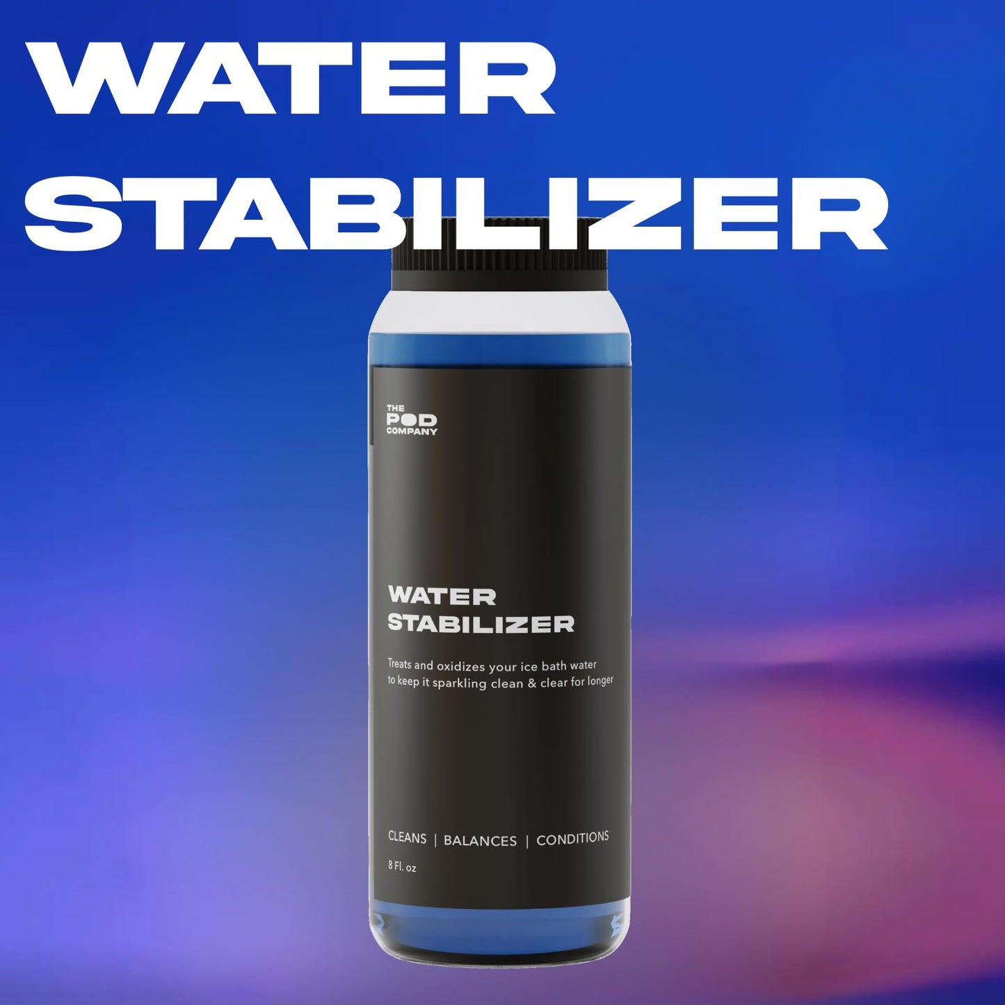 Water Stabilizer – Chlorine-Free Water Treatment for Ice Pod & Long Pod – Maintains Clean, Balanced Water for Weeks – 8 oz. Bottle (1-Month Supply) - The Pod Company