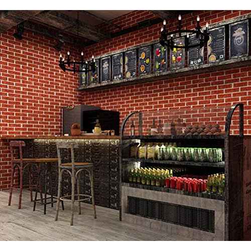 Lependor 17.71" X 118" Decorative Wallpaper Self-Adhesive Wall Paper Red Brick Printed Stick Paper Easy to Apply Peel and Stick - 17.71" x 9.8ft