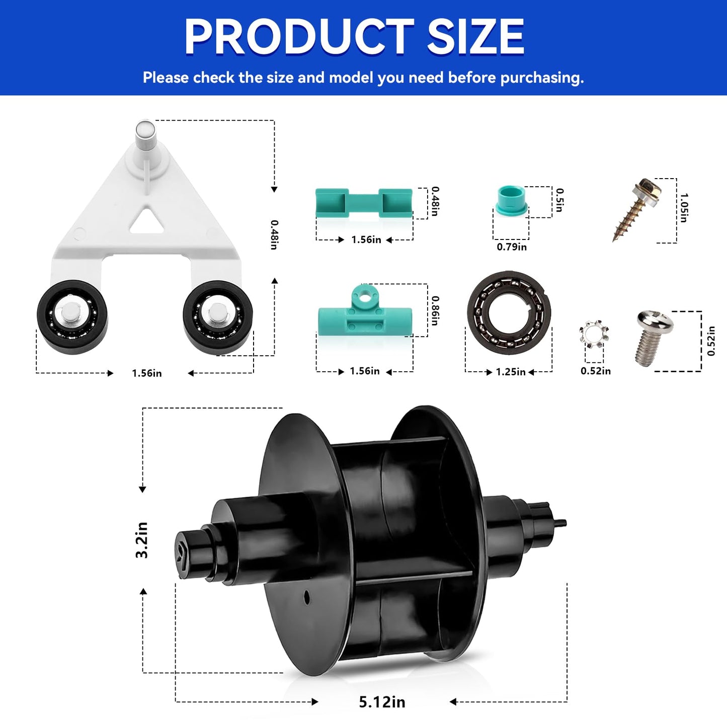 AXV621DAT Pool Cleaner Parts for Hayward Pool Vacuum (All), Navigator (All), Ultra, Aquadroid, Aqua Bug, Diver Dave and Wanda The Whale A-Frame Turbine Pool Vac Rebuild Kit