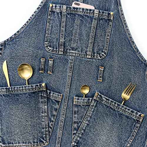 Jeanerlor Work Jean Apron for Women and Men Adjustable S-XXL (Denim Blue)