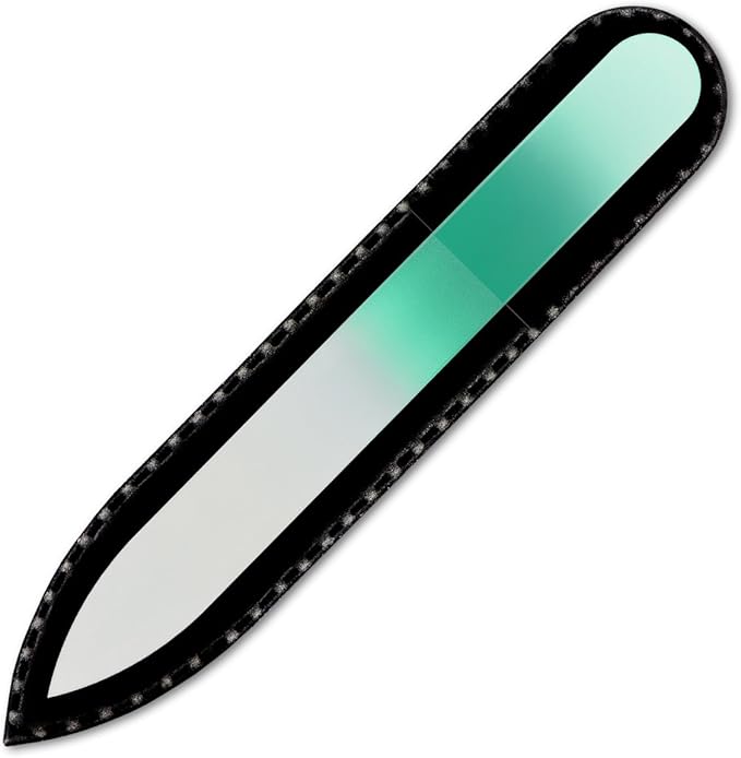 Mont Bleu Rainbow Crystal Nail File in Black Pouch - Small/Purse Size - Czech Tempered Glass - Handmade in Bohemia (Czech Republic)