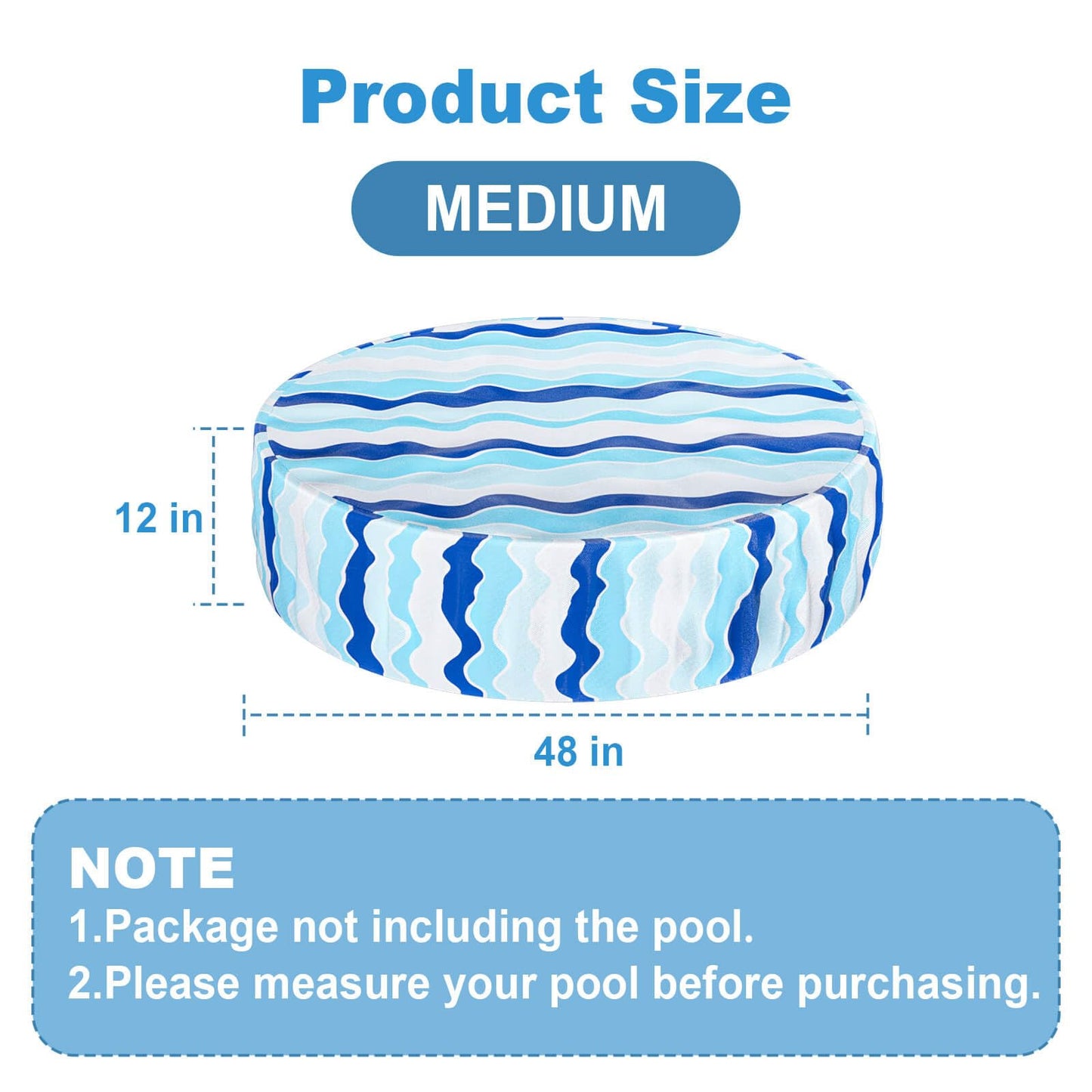 Ladadee Foldable Dog Pool Cover – Waterproof Round Pet Dog Kiddie Bath Tub Lid Cover, Fit for 32/48/63 Inch Pools, Outdoor Portable Puppy Pool Accessories with Drawstring