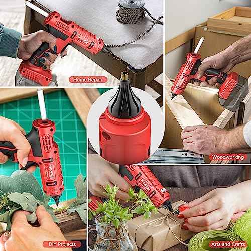 MtiolHig100W Hot Glue Gun Compatible with Milwaukee 18v Battery, Wireless Battery Powered for 18v Battery, Heavy Duty Full Size Glue Gun with 20pcs 0.43'' Glue Sticks for Crafts DIY & Repairs