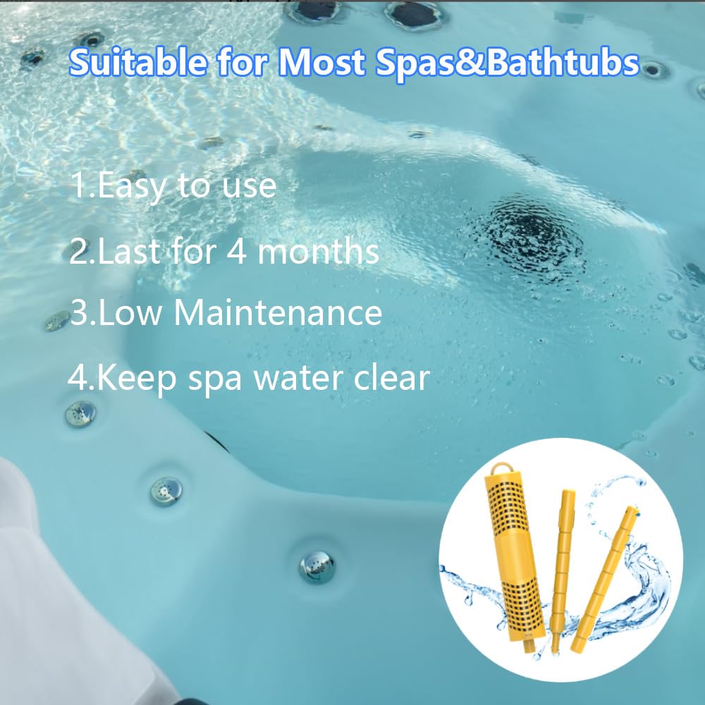 OBMAO Spa Mineral Sticks, Hot Tub Mineral Stick, Spa Mineral Sticks for Hot Tub with 4 Months Lifetime Universal for Pool&Hot Tub to Keep Water Clear(Yellow,2PCS)