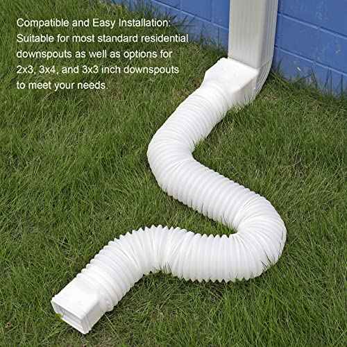 4 Pack Rain Gutter Downspout Extensions Flexible, Drain Downspout Extender,Down Spout Drain Extender, Gutter Connector Rainwater Drainage,Extendable from 21 to 68 Inches(White)