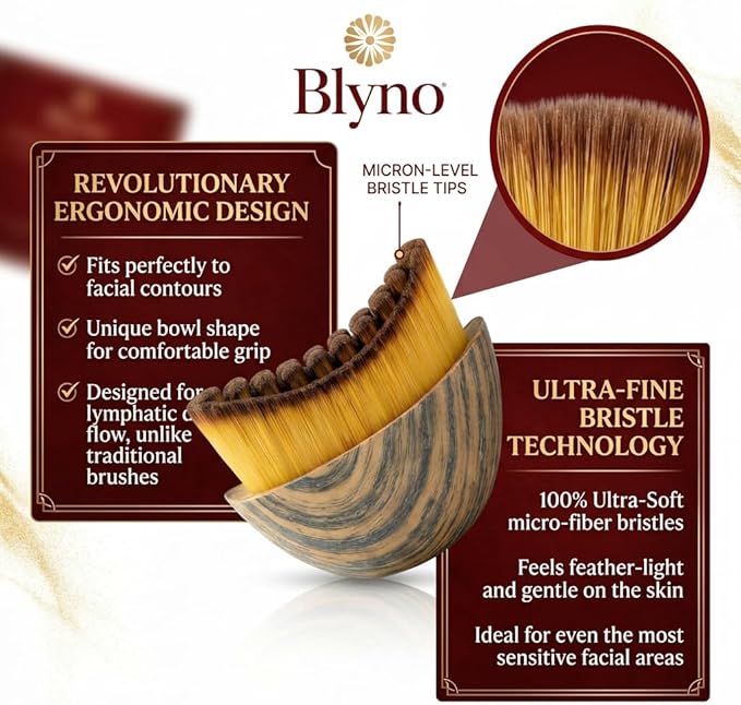 Premium Lymphatic Contour Face Brush New 2-in-1 for Sculpting, De-Puffing & Relieve Tired Face - 100% Ultra-Fine Bristle & Hypoallergenic Ergonomic Curve Lymphatic Drainage Massager for Face & Body