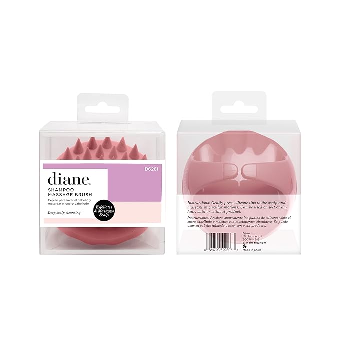 Diane Scalp Massage and Shampoo Brush with Soft Silicone Bristles, Exfoliates and Cleanses Scalp, Promotes Scalp Circulation, Evenly Distributes Hair Oil, Clear