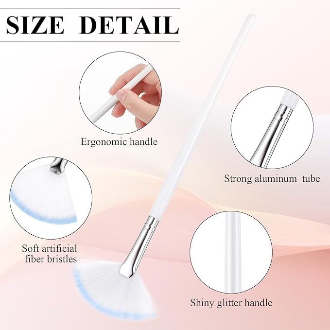 9 Pieces Facial Fan Mask Brushes, Soft Facial Applicator Brushes Tools for Peel Glycolic Makeup for Mud Cream(White Blue)