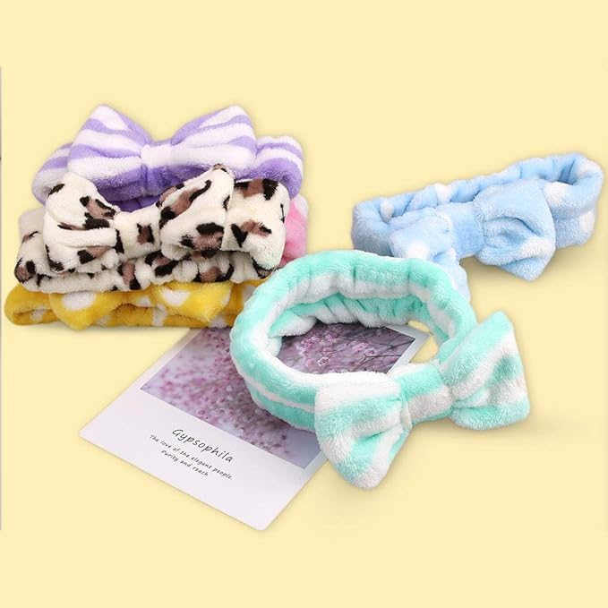 AOPRIE 6-Piece Spa Headbands for Women - Soft Coral Fleece Head Wraps for Washing Face, Shower, Makeup, SPA, Travel, Accessory - Gift Idea for Female