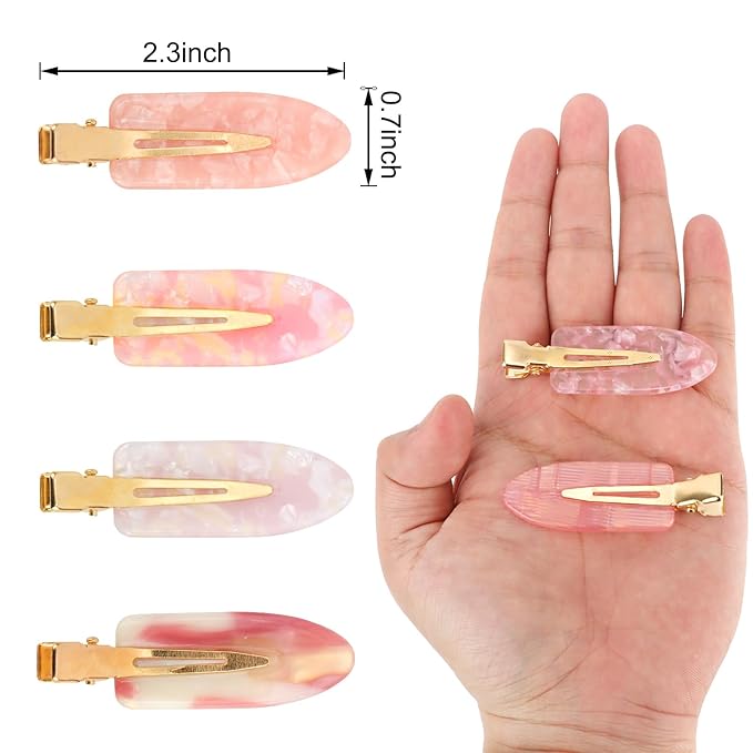 Canitor No Crease Creaseless Hair Clip for Women Pink No Bend Hair Clips for Makeup Styling Accessories Alligator Barrettes Bangs Preppy Tween Teen Girls Gifts Trendy Stuff Flat Clips