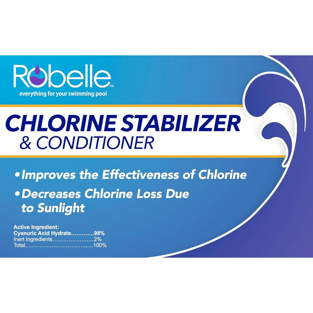 Robelle 28-Pounds Premium Chlorine Stabilizer and Conditioner, Concentrated Cyanuric Acid for Pools, Pool Stabilizer, Helps Chlorine Last Longer