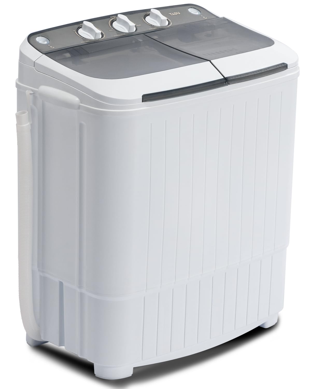 TABU 17.6Ibs Portable Washing Machine, Compact Washer Machine, Mini Washing Machine, Twin Tub Washer and Spiner, Ideal for Dorms, Apartments, RVs, Camping etc (White & Grey)