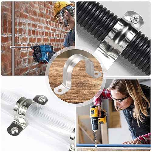 AKIHISA Pipe Clamps, 10 Pcs U Tube Strap Clamp, 304 Stainless Steel 2 Hole Pipe Bracket, ID 7/9Inch(20mm)