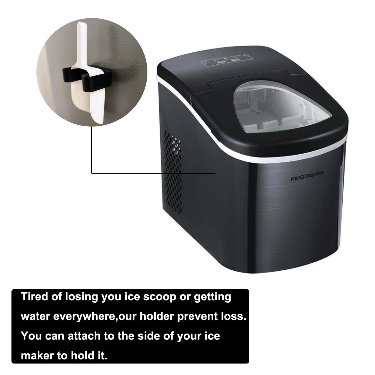 PIAOLGYI Ice Scoop Holder for Frigidaire Countertop Ice Maker - Scooper Accessory Compatible With EFIC117-SS 26 Pound Maker - Black (Scoop NOT Included)