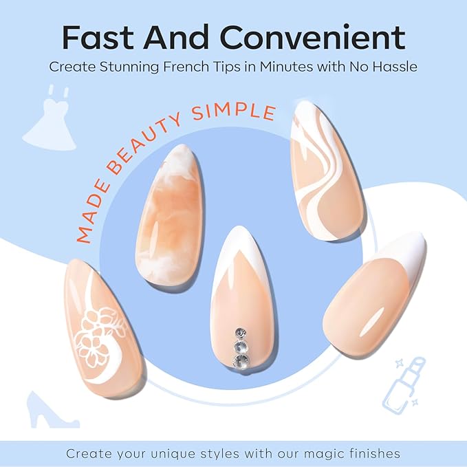 modelones French Tip Tool- 6 Pcs Nail Stamp French Manicure Kit Suitable for DIY Together with Gel Nail Polish Art Tips Printing Tool Kit