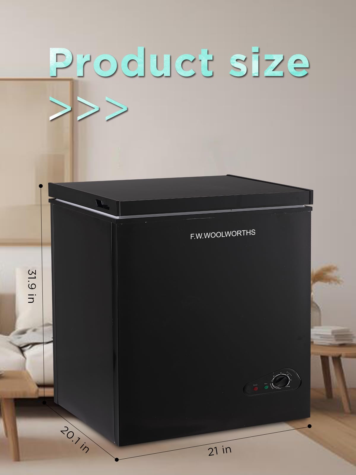 F.W.WOOLWORTHS 7.0 Cu.Ft Chest Freezer 7 Gears Temperature Control, Deep Freezer with Removable Basket, Compact Freezer for Kitchen, Home, Office, Garage, Basement-Black