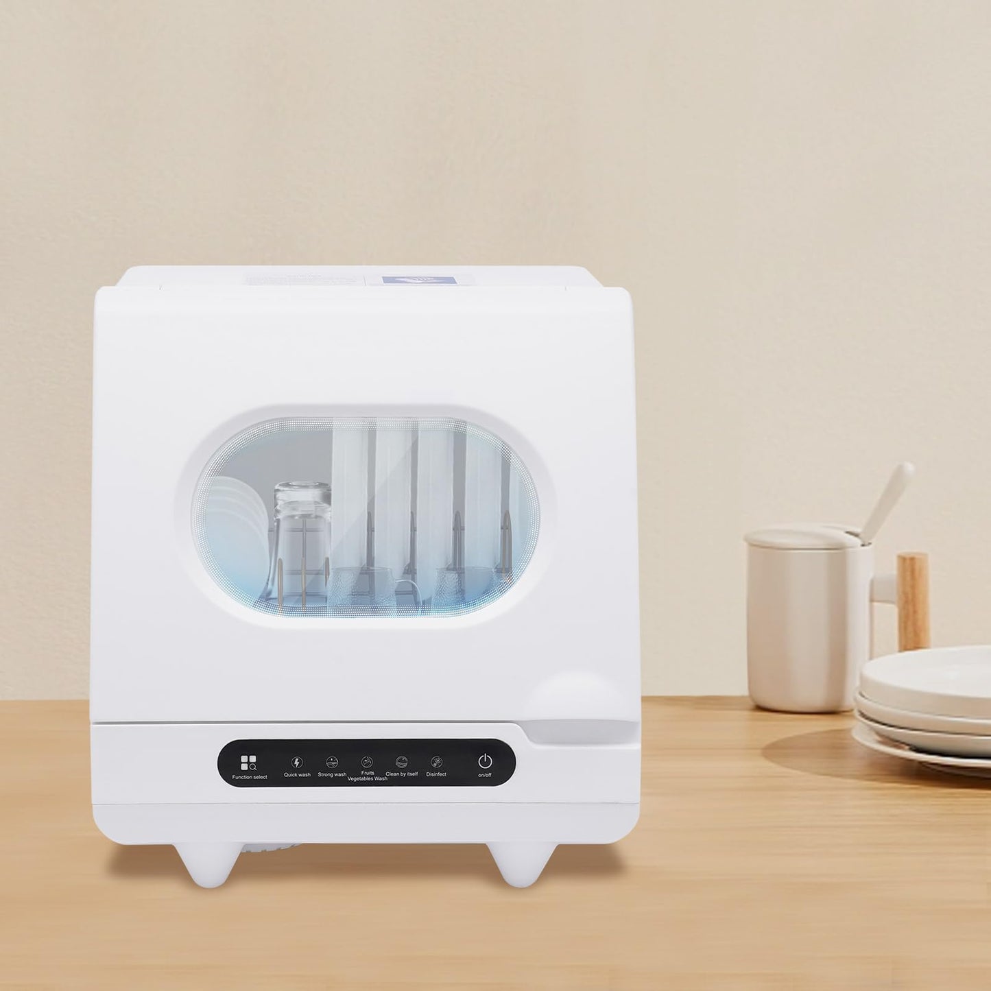 Countertop Dishwasher 1200W Portable Dishwashers 5 Washing Programs Mini Dishwasher for Small Apartments, White