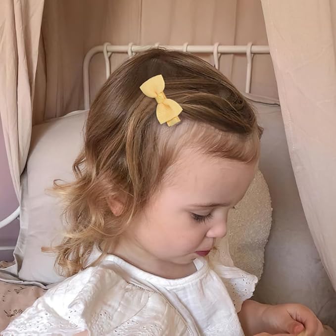 CÉLLOT Baby Girls Hair Clips 25PCS Fully Lined Tiny 2" Hair Bows Alligator Clips for Infants Toddlers