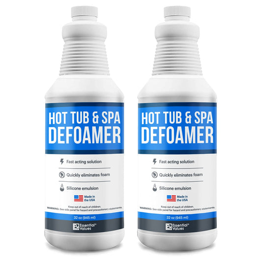 Essential Values Hot Tub Foam Eliminator - 2 Pack Pool & Spa Defoamer (32oz/ Bottles) - Eliminate Foam Without Harsh Hot Tub Chemicals - Safe Silicone AntiFoam
