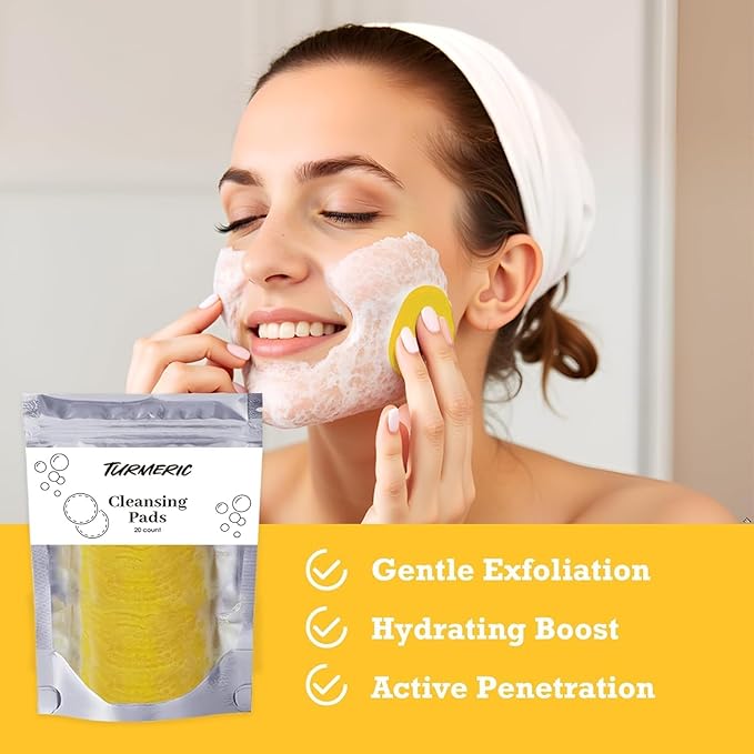 Turmeric Wash and Care 4-Piece Set – Facial Cleanser with Brush, Soap Bars , Soft Face Cleansing Pads and Turmeric Oil – Turmeric Face Wash Kit, Turmeric Skincare Set