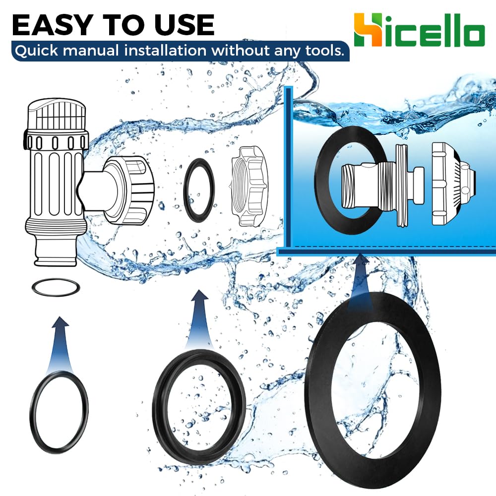 Hicello 25076RP O-Ring Rubber Gasket Washers Kit L-Shape O-Ring for 1.5" Fittings Compatible with Intex Pool Plunger Valves 28633 28635 28621 10747 25006 25010 Replace 10745 10262 10255(8SETs=24PCs)