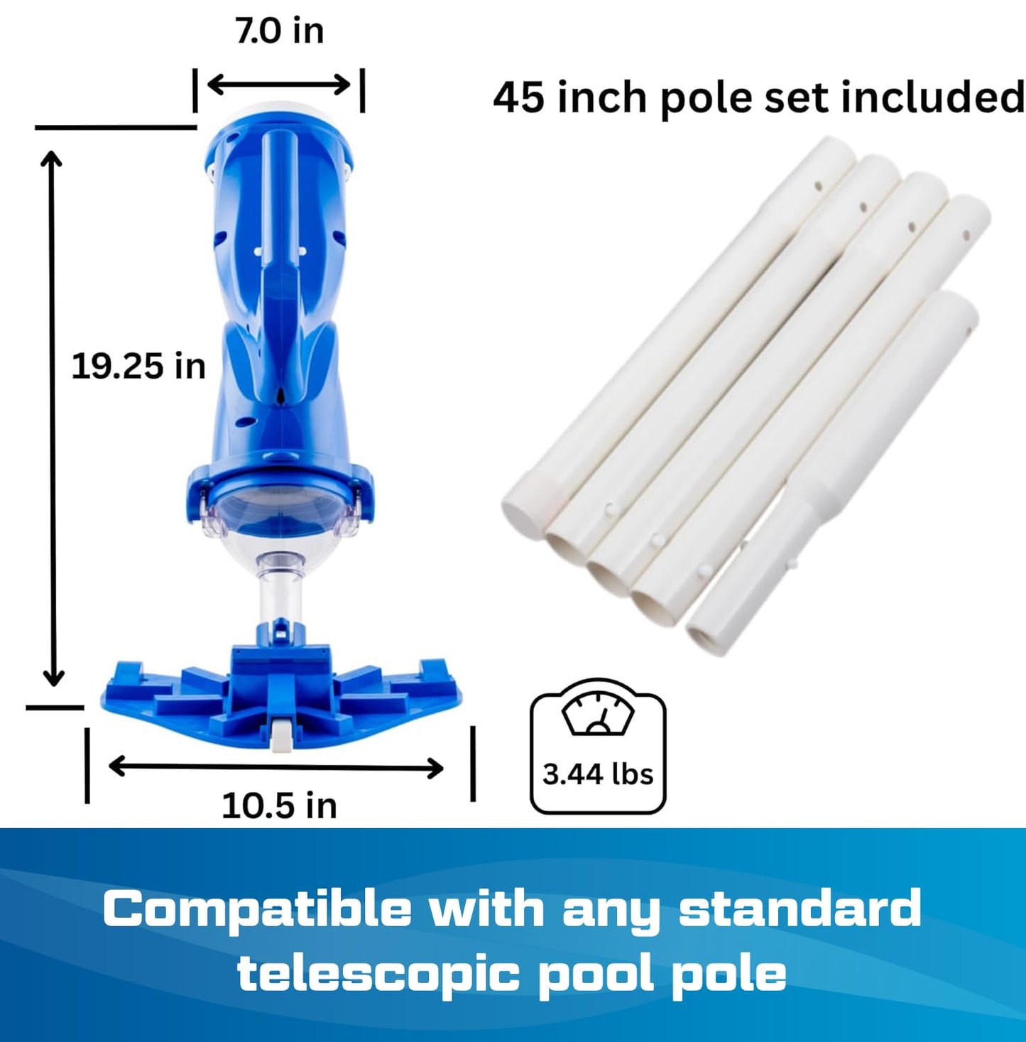 POOL BLASTER Catfish Ultra Rechargeable, Battery-Powered, Pool-Cleaner, Ideal for In-Ground Pools and Above Ground Pools for Cleaning Leaves, Dirt and Sand & Silt.
