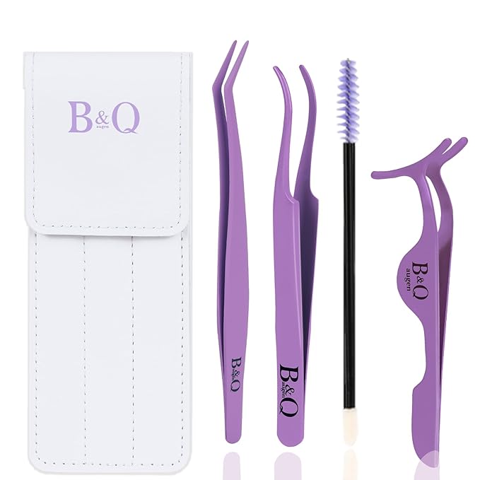 B&Q Eyelash Applicator Tool 3 PCS Lash Applicator Tool Kit Lash Tweezers for Eyelash Extensions Application Tool and Removal Ã¯Â¼ÂPurple,3 PCSÃ¯Â¼Â