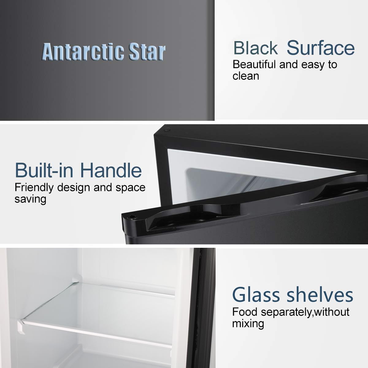 Antarctic Star Upright Freezer 3.0 Cu.ft, Compact Mini Freezer with Reversible Single Door, Temperature Control, Removable Shelves, Small freezer Stainless Steel for Dorms Home Office, Black